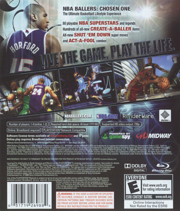
NBA Ballers: Chosen One | PlayStation 3 | back cover | Data by MobyGames.com