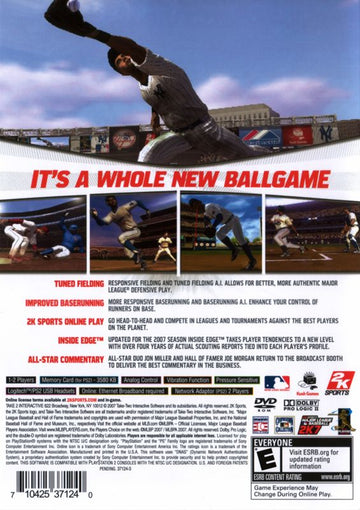 Major League Baseball 2K7 | PlayStation 2 | back cover | region=North America | source-country=Canada,United States | zypher-v2 | moby-6bfe4a2abfab | Data by MobyGames.com
