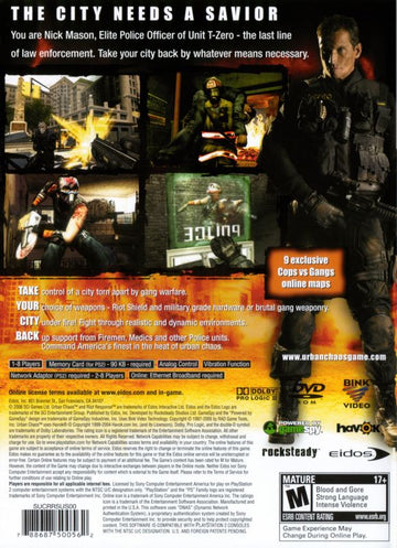 
Urban Chaos: Riot Response | PlayStation 2 | back cover | Data by MobyGames.com