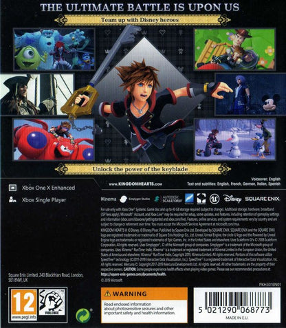 
Kingdom Hearts III | Xbox One | back cover | Region: PAL | source-country=Belgium,The Netherlands | Data by MobyGames.com