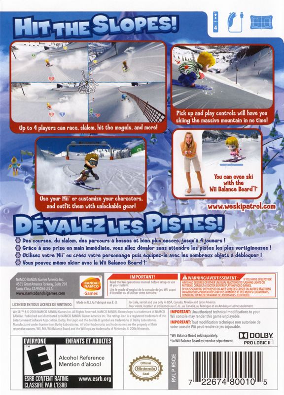 
We Ski | Wii | back cover | Region: North America | source-country=Canada | Data by MobyGames.com