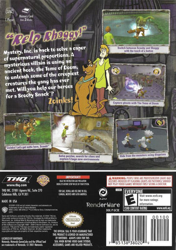 Scooby-Doo!: Mystery Mayhem | GameCube | back cover | region=North America | source-country=Canada,Mexico,Other,United States | zypher-v2 | moby-eafadbc05b97 | Data by MobyGames.com
