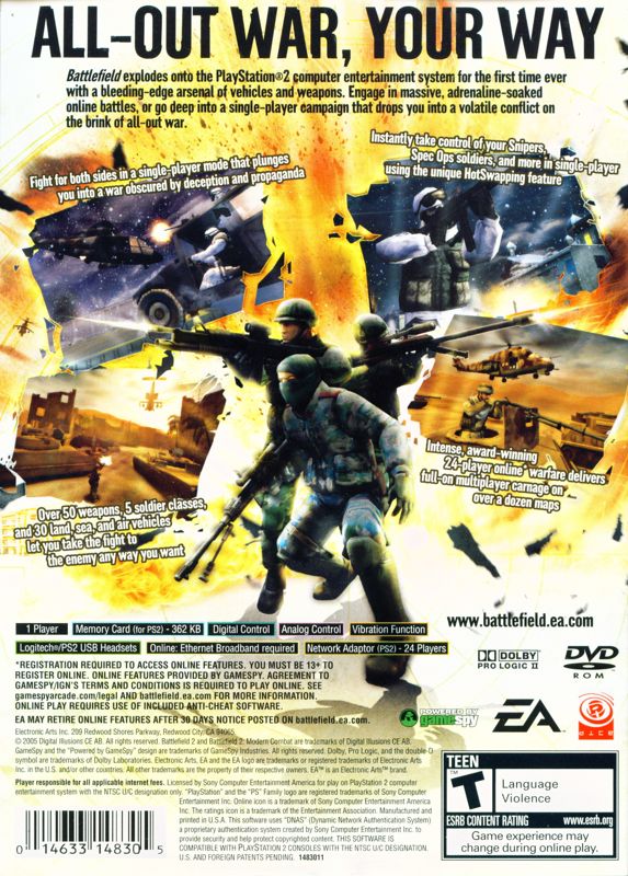
Battlefield 2: Modern Combat | PlayStation 2 | back cover | Data by MobyGames.com