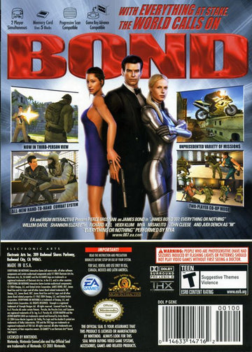 
007: Everything or Nothing | GameCube | back cover | Data by MobyGames.com