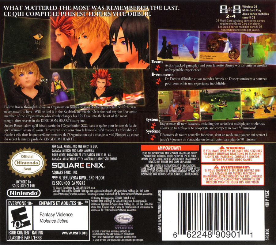 
Kingdom Hearts: 358/2 Days | Nintendo DS | back cover | Data by MobyGames.com