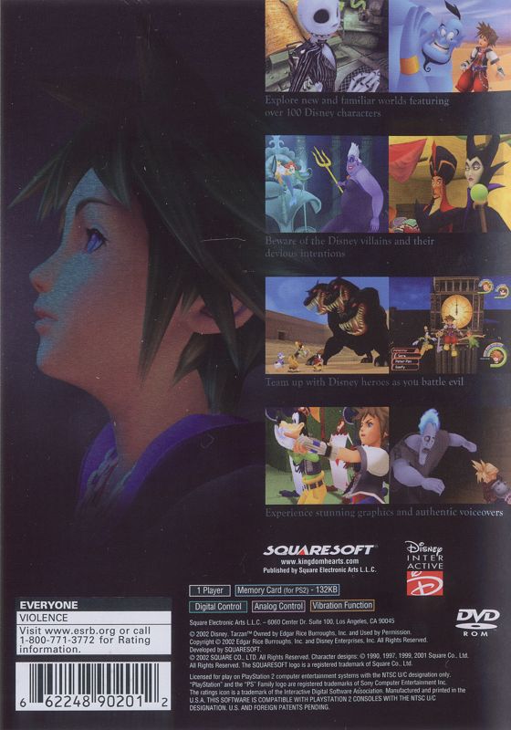 Kingdom Hearts | PlayStation 2 | back cover | region=North America | source-country=United States | zypher-v2 | moby-eee03e6ac2db | Data by MobyGames.com