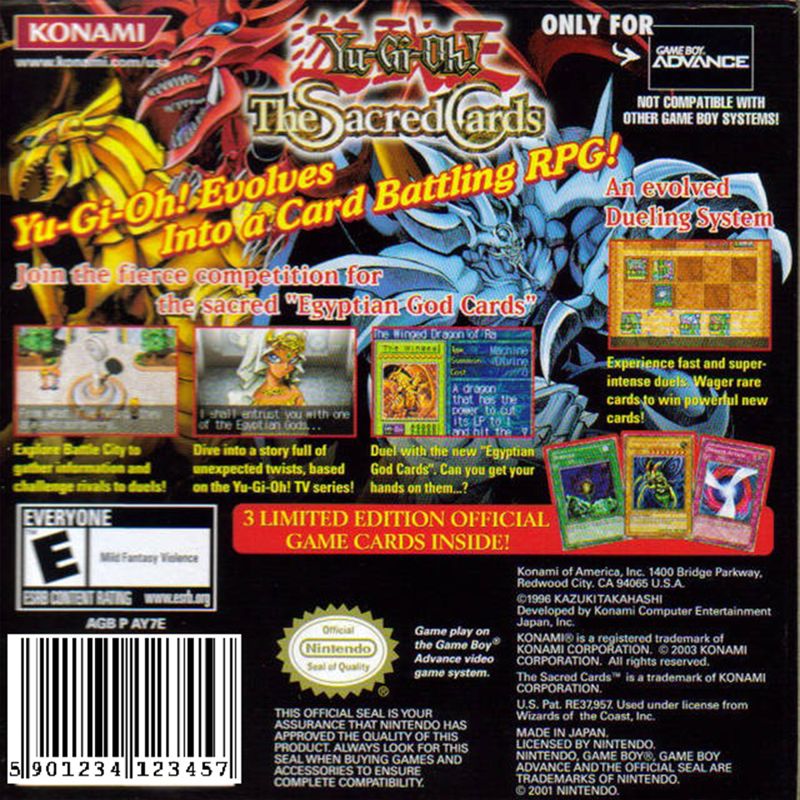 
Yu-Gi-Oh!: The Sacred Cards | Game Boy Advance | back cover | Region: North America | source-country=United States | Data by MobyGames.com