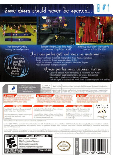 
Coraline | Wii | back cover | Data by MobyGames.com