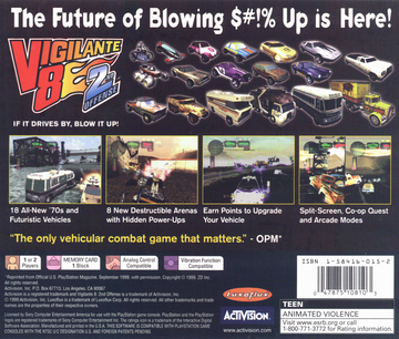 
Vigilante 8: 2nd Offense | PlayStation | back cover | Data by MobyGames.com