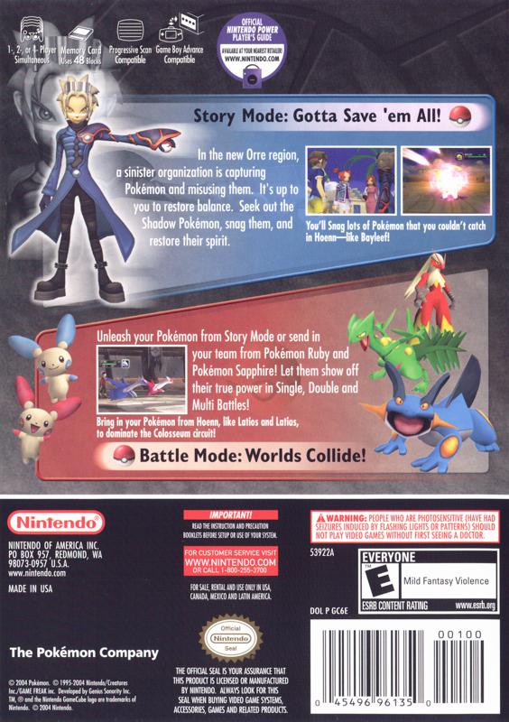 Pokémon Colosseum | GameCube | back cover | region=North America | source-country=Canada,Mexico,Other,United States | zypher-v2 | moby-7202405ad5c1 | Data by MobyGames.com