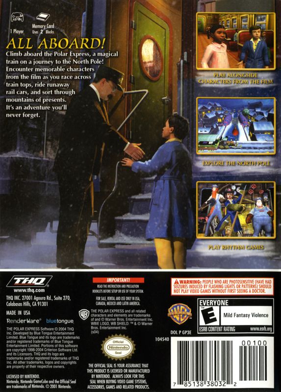 The Polar Express | GameCube | back cover | Data by MobyGames.com