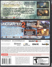 
Uncharted: Dual Pack | PlayStation 3 | back cover | Region: North America | source-country=United States | Data by MobyGames.com