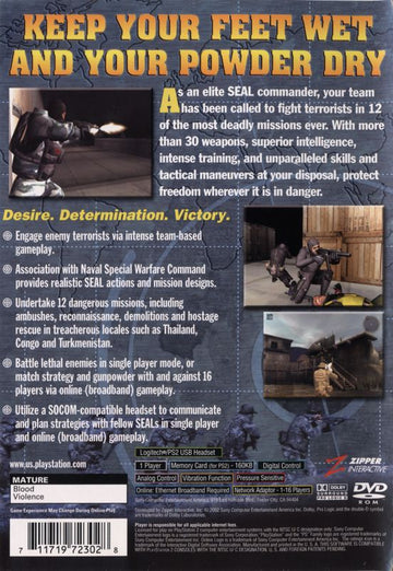 SOCOM: U.S. Navy SEALs | PlayStation 2 | back cover | region=North America | source-country=United States | zypher-v2 | moby-86a630088b38 | Data by MobyGames.com