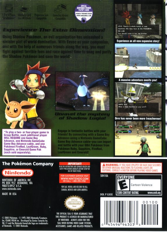 
Pokémon XD: Gale of Darkness | GameCube | back cover | Data by MobyGames.com