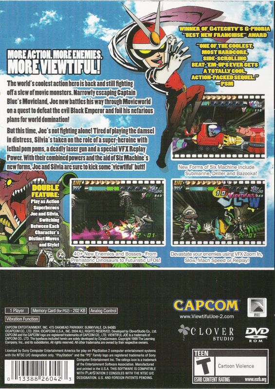 Viewtiful Joe 2 | PlayStation 2 | back cover | Data by MobyGames.com