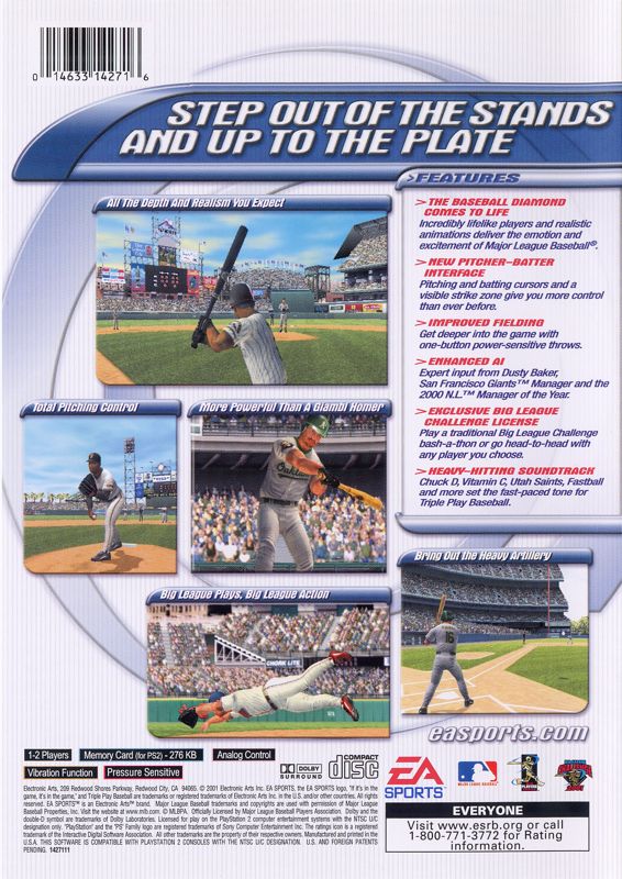
Triple Play Baseball | PlayStation 2 | back cover | Data by MobyGames.com