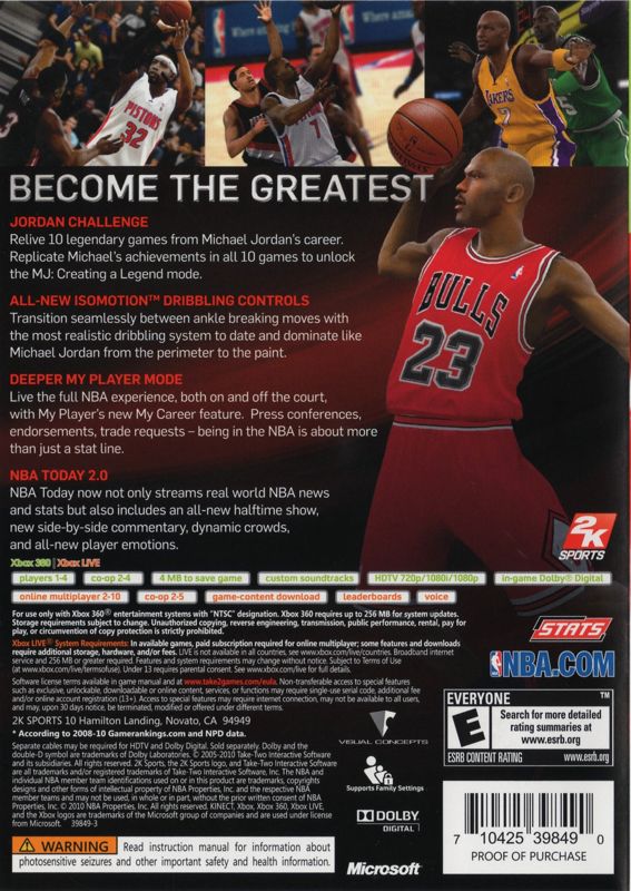 NBA 2K11 | Xbox 360 | back cover | region=North America | source-country=United States | zypher-v2 | moby-2713d19244f2 | Data by MobyGames.com