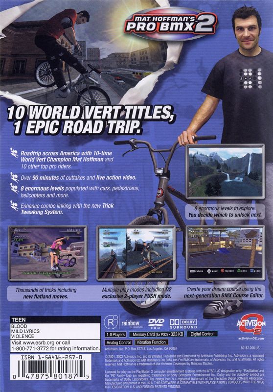 
Mat Hoffman's Pro BMX 2 | PlayStation 2 | back cover | Data by MobyGames.com
