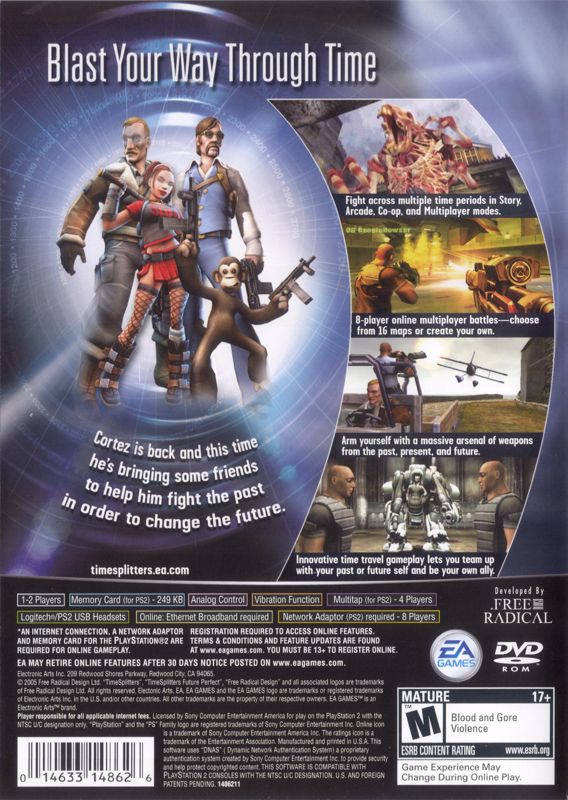 
TimeSplitters: Future Perfect | PlayStation 2 | back cover | Data by MobyGames.com