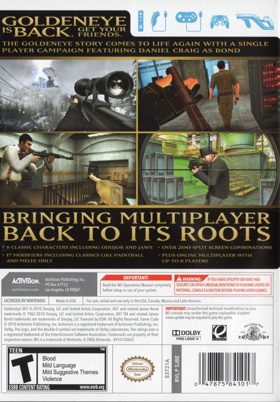 
GoldenEye 007 | Wii | back cover | Data by MobyGames.com
