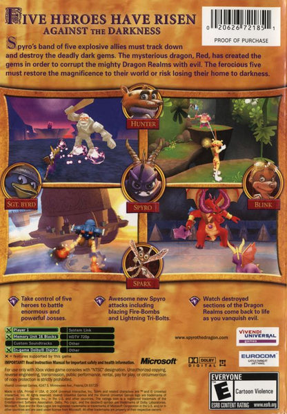 Spyro: A Hero's Tail | Xbox | back cover | region=North America | source-country=United States | zypher-v2 | moby-bb11c07043d5 | Data by MobyGames.com