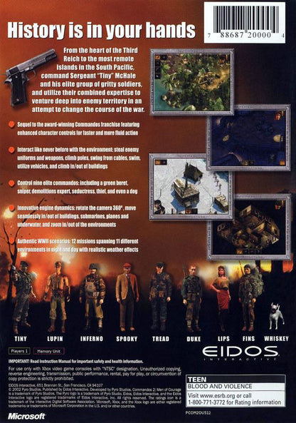 
Commandos 2: Men of Courage | Xbox | back cover | Region: North America | source-country=United States | Data by MobyGames.com