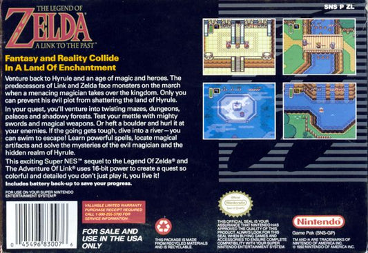 
The Legend of Zelda: A Link to the Past | SNES | back cover | Data by MobyGames.com