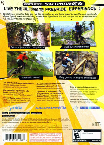 Mountain Bike Adrenaline | PlayStation 2 | back cover | region=North America | source-country=Canada,United States | zypher-v2 | moby-01ed67faaeeb | Data by MobyGames.com