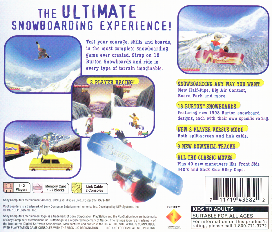 Cool Boarders 2 | PlayStation | back cover | region=North America | source-country=Canada,United States | zypher-v2 | moby-9d994ed85fec | Data by MobyGames.com