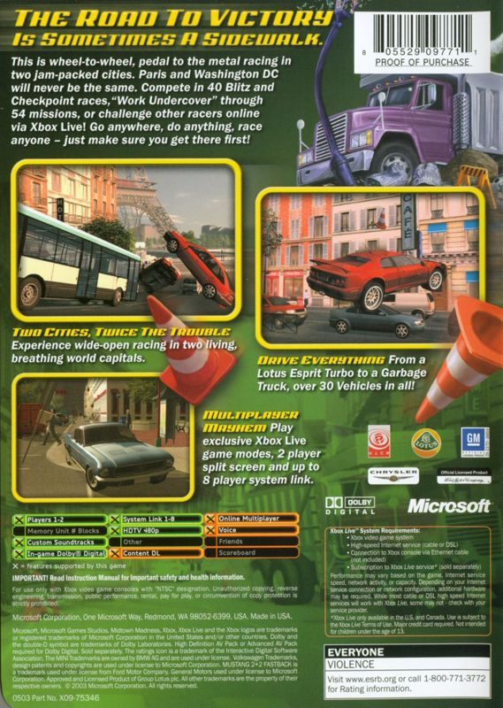 
Midtown Madness 3 | Xbox | back cover | Data by MobyGames.com