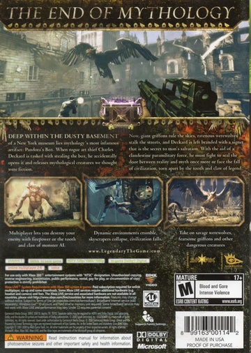 
Legendary | Xbox 360 | back cover | Data by MobyGames.com