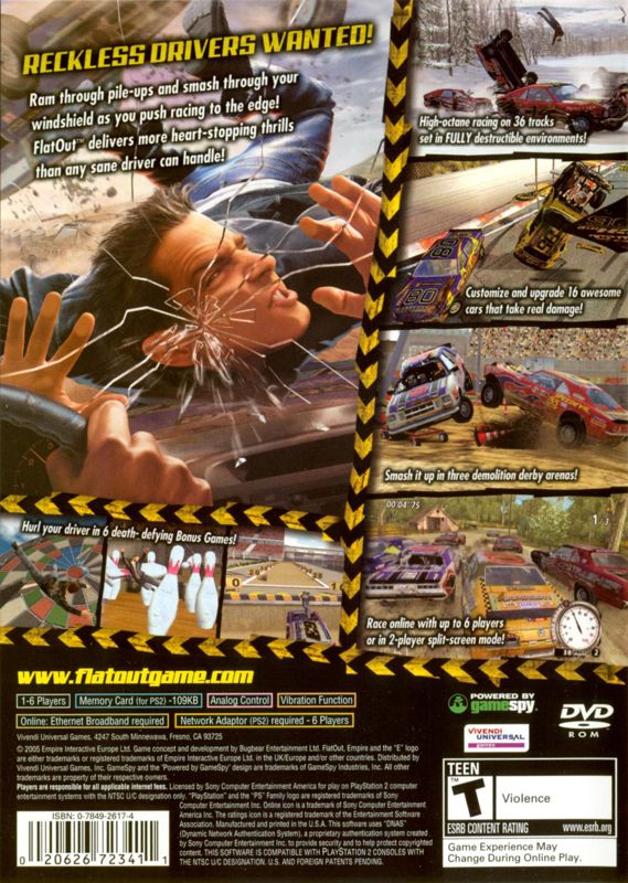 
FlatOut | PlayStation 2 | back cover | Data by MobyGames.com