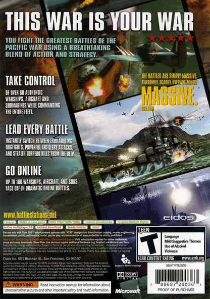 
Battlestations: Midway | Xbox 360 | back cover | Region: North America | source-country=Canada,Mexico,Other,United States | Data by MobyGames.com