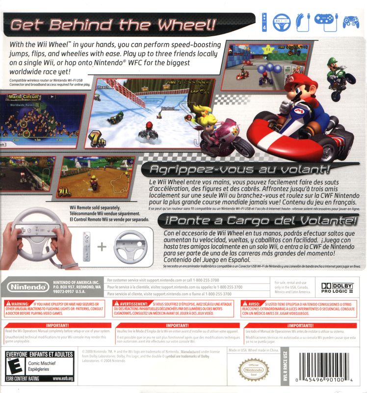 Mario Kart Wii | Wii | back cover | region=North America | source-country=Canada,Mexico,United States | zypher-v2 | moby-2b465e4813ba | Data by MobyGames.com