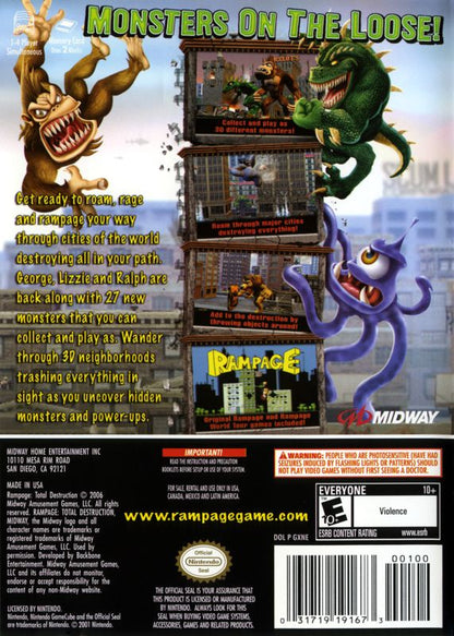 
Rampage: Total Destruction | GameCube | back cover | Data by MobyGames.com