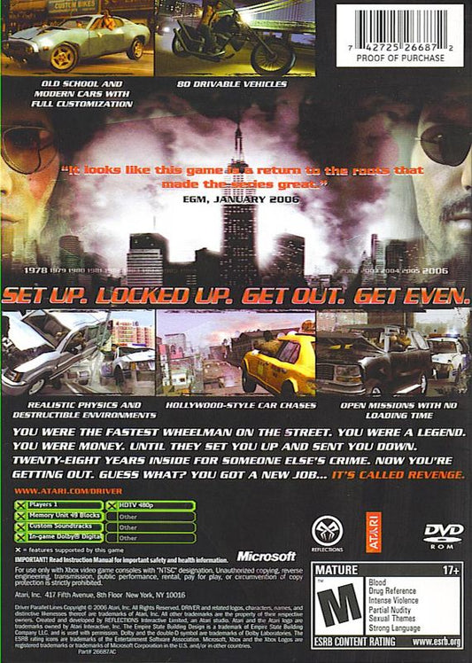 
Driver: Parallel Lines | Xbox | back cover | Data by MobyGames.com