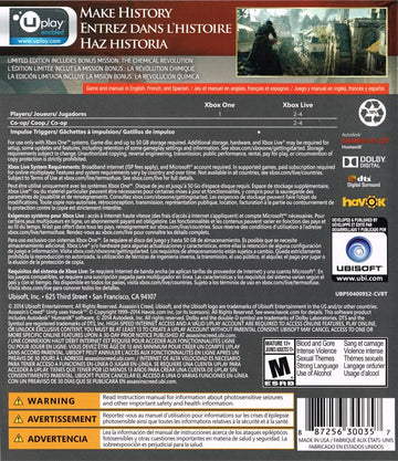 
Assassin's Creed: Unity (Limited Edition) | Xbox One | back cover | Region: North America | source-country=Canada | Data by MobyGames.com