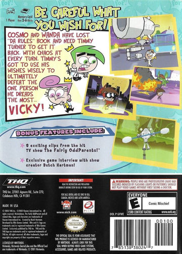 
The Fairly OddParents!: Breakin' da Rules | GameCube | back cover | Data by MobyGames.com