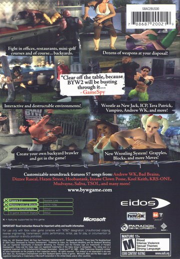 
Backyard Wrestling 2: There Goes the Neighborhood | Xbox | back cover | Data by MobyGames.com
