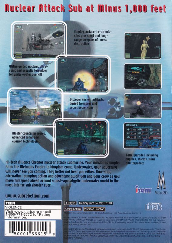
Sub Rebellion | PlayStation 2 | back cover | Data by MobyGames.com
