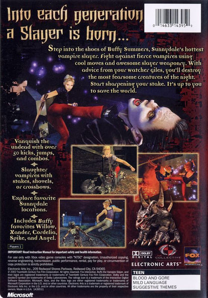 
Buffy the Vampire Slayer | Xbox | back cover | Region: North America | source-country=Canada,United States | Data by MobyGames.com