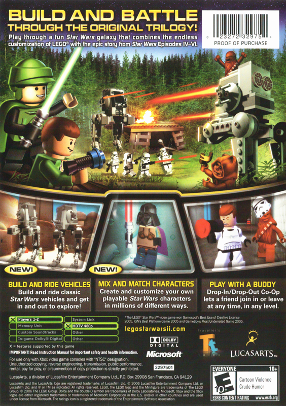 LEGO Star Wars II: The Original Trilogy | Xbox | back cover | region=North America | source-country=United States | zypher-v2 | moby-59fa6117553b | Data by MobyGames.com