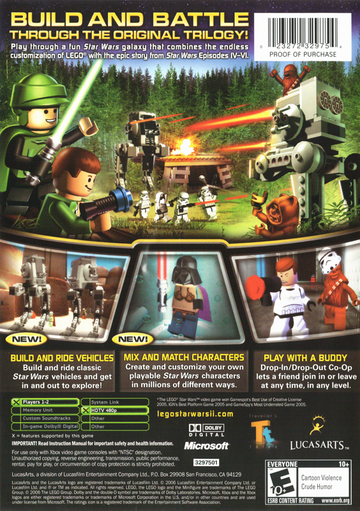 LEGO Star Wars II: The Original Trilogy | Xbox | back cover | region=North America | source-country=United States | zypher-v2 | moby-59fa6117553b | Data by MobyGames.com
