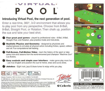 
Virtual Pool | PlayStation | back cover | Data by MobyGames.com