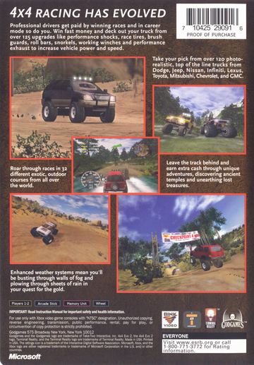 
4x4 Evo 2 | Xbox | back cover | Data by MobyGames.com