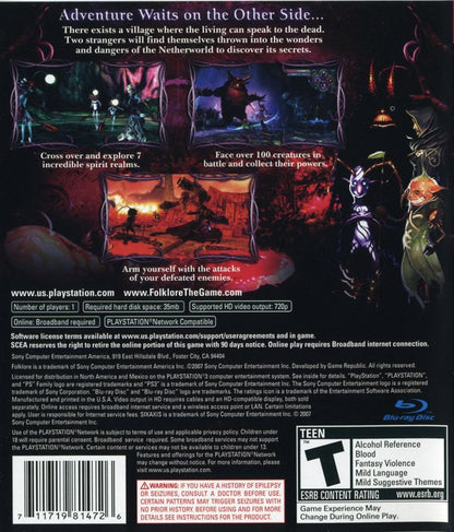 
Folklore | PlayStation 3 | back cover | Data by MobyGames.com