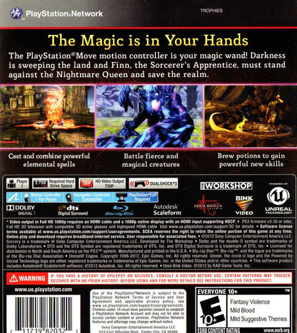 Sorcery | PlayStation 3 | back cover | region=North America | source-country=United States | zypher-v2 | moby-d4ad7478fe0f | Data by MobyGames.com