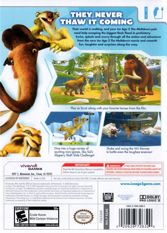 
Ice Age 2: The Meltdown | Wii | back cover | Data by MobyGames.com