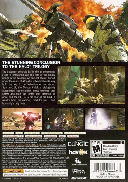 Halo 3 | Xbox 360 | back cover | region=North America | source-country=United States | zypher-v2 | moby-84fc1063157a | Data by MobyGames.com