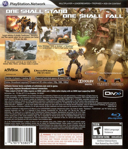 
Transformers: Revenge of the Fallen | PlayStation 3 | back cover | Data by MobyGames.com